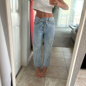 Princess Polly Light Blue Button-Up Jeans